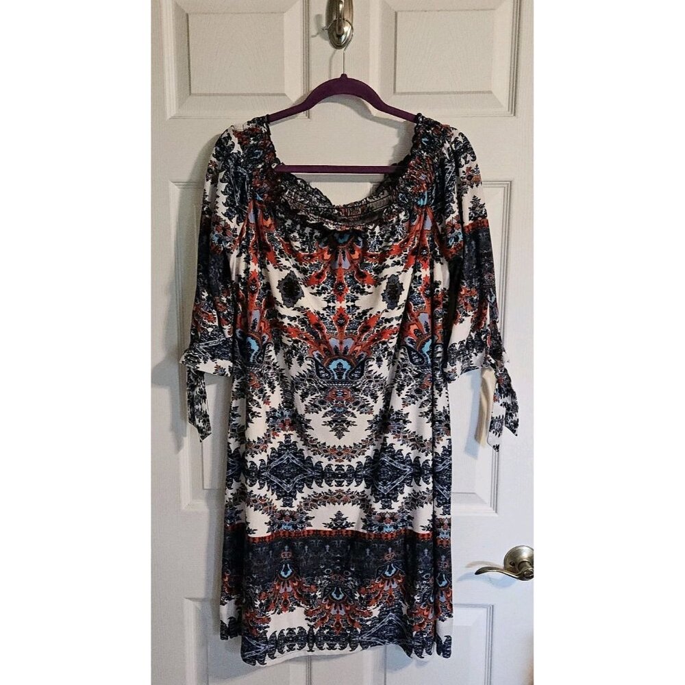 Colorful Off the Shoulder Boho Dark Feminine Dress